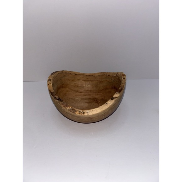Handmade Other - Artisan Signed 2006 Live Edge Wood Bowl 6" Hand Turned Natural Bark Trinket Dish